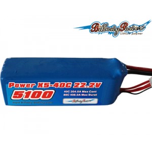 Lipo Billowy X5 5100mAh 40C 22.2V 6S prise Deans