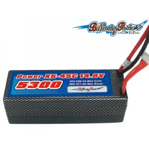 Lipo Billowy X5 5300mAh 50C 7.4V 2S pour voiture et bateau, Deans,  fils avec fiche banane